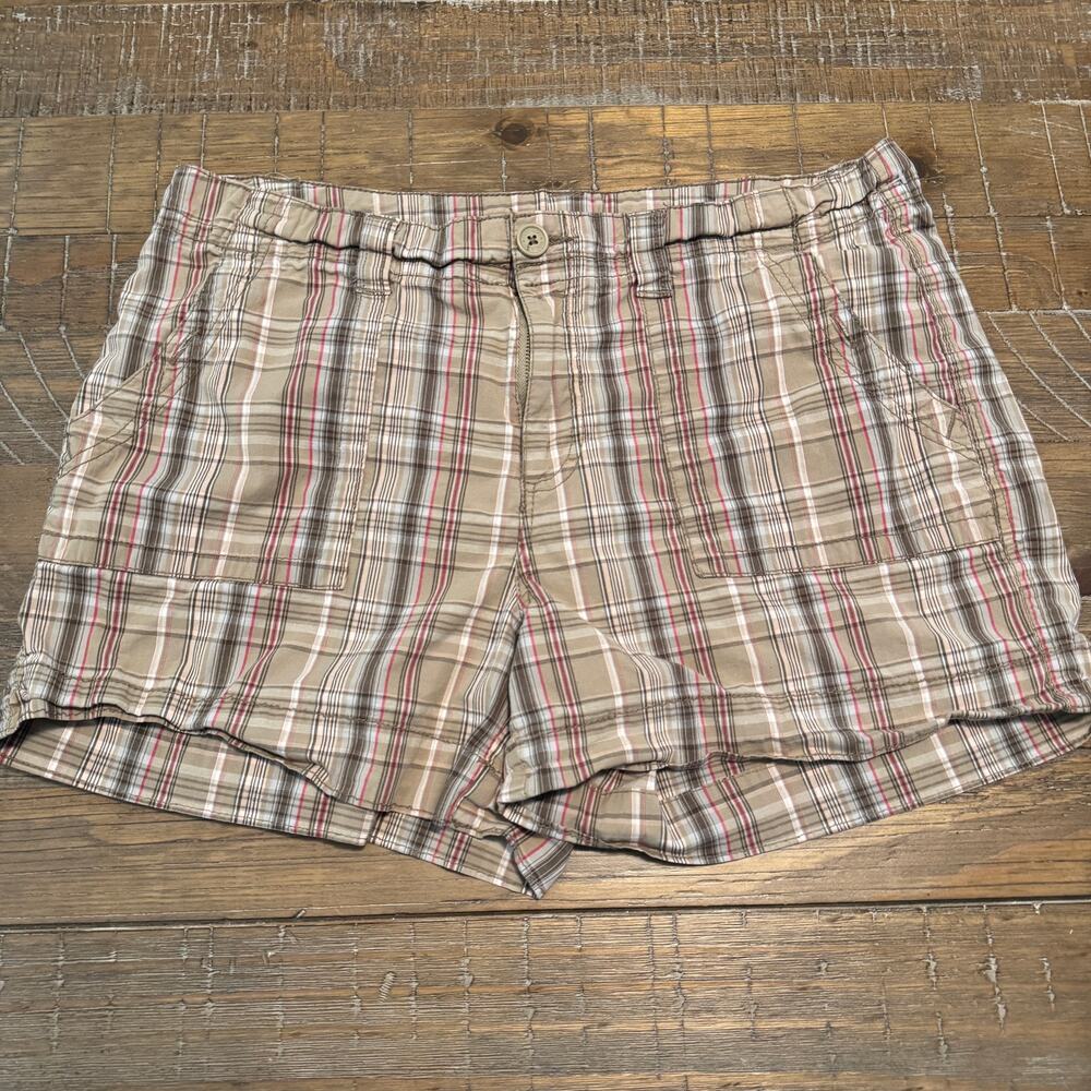 Faded Glory Plaid Shorts Cotton Stretch Bermuda Size 16 Casual Party Summer